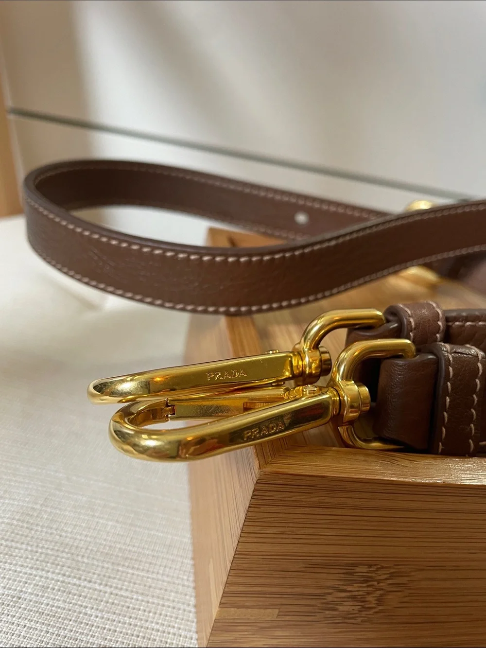 Authentic Prada Replacement Shoulder / Crossbody Strap in Brown/Gold